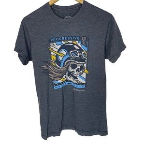 PROGRESSIVE MOTORCYCLES GREY MENS SHORT SLEEVE T SHIRT SMALL